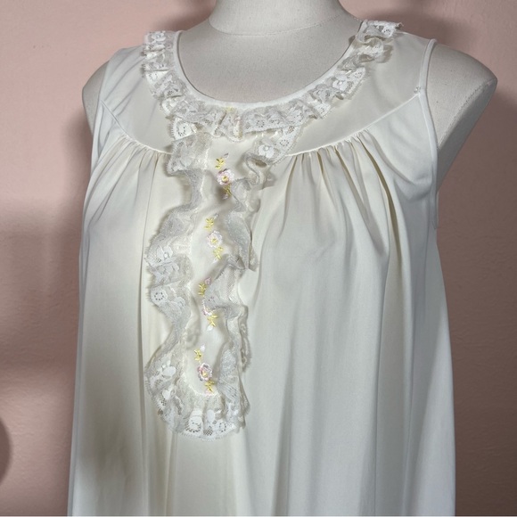 Vintage 1950 Retro Shadowline white Lace Fairycore Peignoir Short Slip Robe Set - Picture 5 of 17